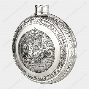 Фляга "Богатыри" серебро 925 пробы, 335 мл (ID 14861)
