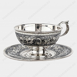 Кофейная пара из серебра 875 пробы, 100 мл (ID 16468)